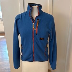 REI Kids Blue Fleece Jacket with Orange Accents